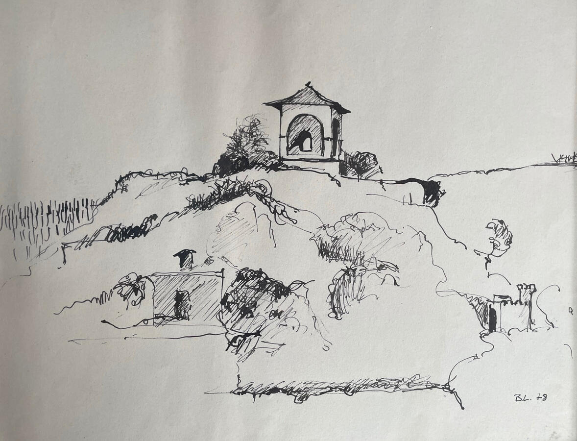 Teetempelchen (Tusche) 20 x 30 cm