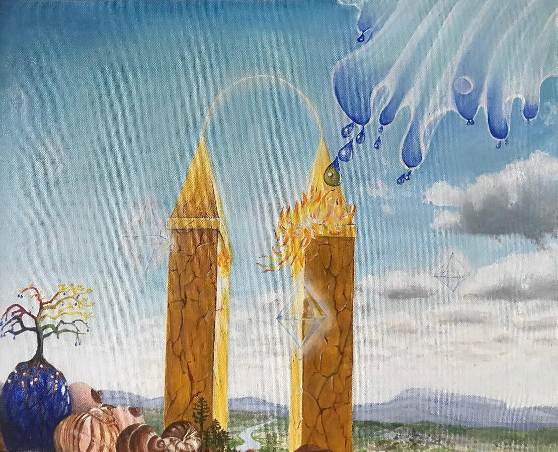 Zwei Türme. 40 x 50 cm
